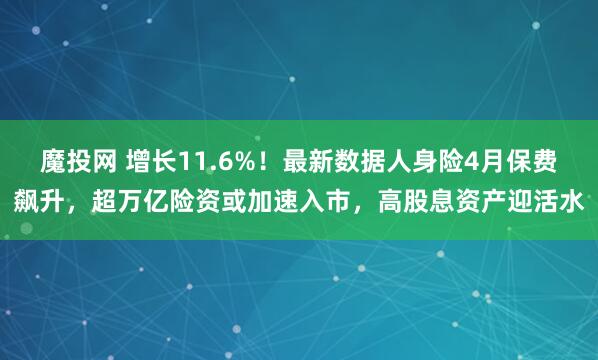 魔投网 增长11.6%！最新数据人身险4月保费飙升，超万亿险资或加速入市，高股息资产迎活水